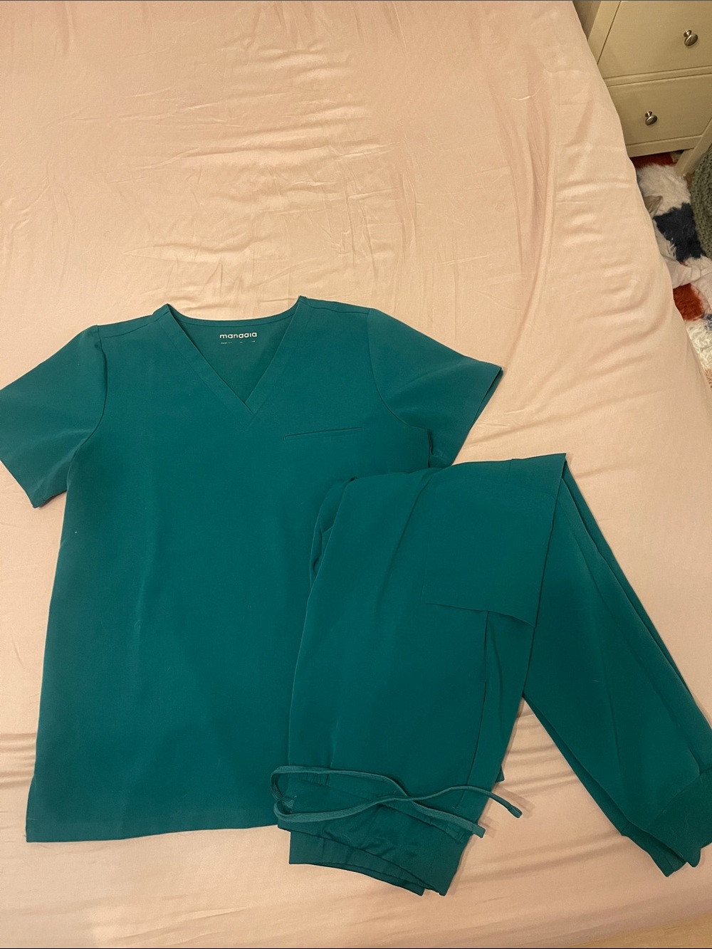 Mandala dark green v neck and jogger scrubs
